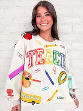 Load image into Gallery viewer, Queen Of Sparkles Beige Multi Teach Scattered Icon Sweatshirt