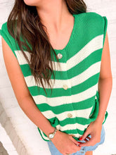Load image into Gallery viewer, Here We Go Green Stripe Top