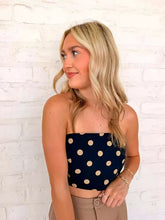 Load image into Gallery viewer, Welcome Back Black Polka Dot Tube Top
