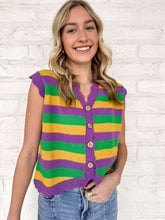 Load image into Gallery viewer, Classic Mardi Gras Stripe Sweater Vest