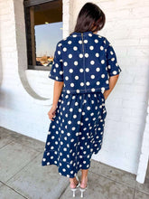Load image into Gallery viewer, Fall Festivals Navy Polka Dot Skirt