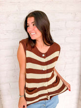 Load image into Gallery viewer, Here We Go Brown Stripe Top
