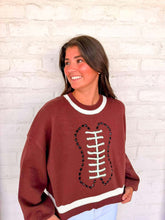 Load image into Gallery viewer, Queen Of Sparkles Brown Football Sweater