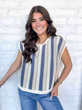 Load image into Gallery viewer, Excitement Overload Taupe &amp; Blue Sweater