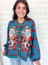 Load image into Gallery viewer, Queen Of Sparkles Blue Crawfish Santa Button Up
