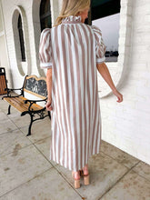 Load image into Gallery viewer, New Start Taupe Stripe Dress