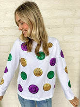 Load image into Gallery viewer, Mardi Gras Scattered Doubloon Long sleeve Top (front &amp; back)