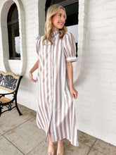 Load image into Gallery viewer, New Start Taupe Stripe Dress