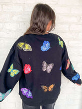Load image into Gallery viewer, Queen Of Sparkles Black Multi Butterfly Tiger Sweatshirt