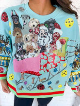 Load image into Gallery viewer, Queen Of Sparkles Aqua Dogs on Santas Sleigh Sweatshirt
