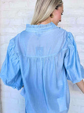 Load image into Gallery viewer, Show You Care Light Blue Rhinestone Top