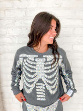 Load image into Gallery viewer, Queen Of Sparkles Charcoal Iridescent Jeweled Skeleton Sweatshirt