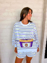 Load image into Gallery viewer, Queen Of Sparkles Licensed LSU Sequin Striped Fanny Pack Sweatshirt
