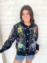 Load image into Gallery viewer, Queen Of Sparkles Black Multi Spider Cardigan