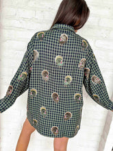 Load image into Gallery viewer, Queen Of Sparkles Navy Plaid Scattered Turkey Button Up Dress