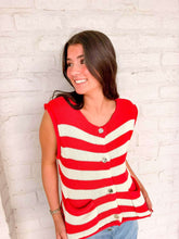 Load image into Gallery viewer, Here We Go Red Stripe Top