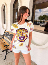Load image into Gallery viewer, Queen Of Sparkles Licensed LSU Mascot Butterfly Tee