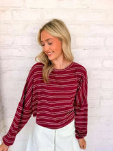 Load image into Gallery viewer, Light Up The Sky Burgundy Stripe Top