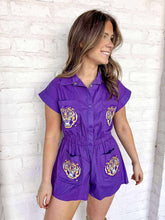 Load image into Gallery viewer, Queen Of Sparkles LSU Tiger Head Romper