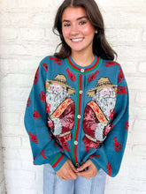 Load image into Gallery viewer, Queen Of Sparkles Blue Crawfish Santa Button Up