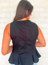 Load image into Gallery viewer, THML Peplum Pose Black Top