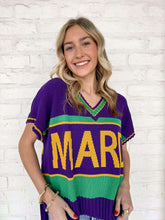 Load image into Gallery viewer, Mardi Gras Varsity Sweater Top