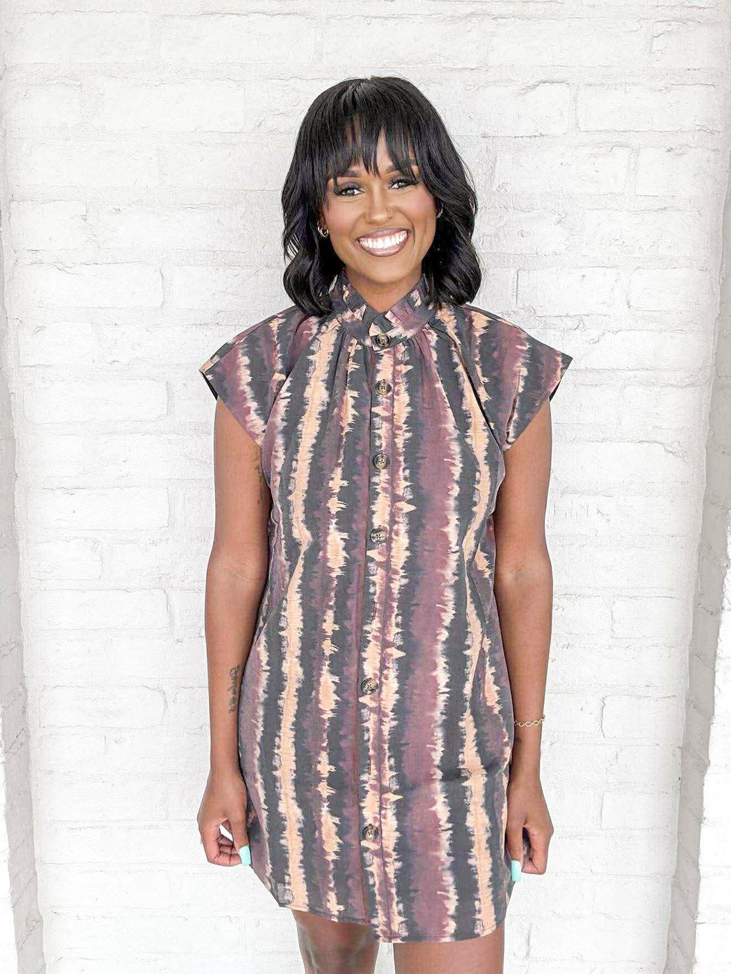 THML Welcome Back Tie Dye Button Dress