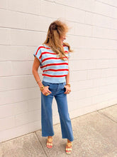 Load image into Gallery viewer, Hard Working Blue &amp; Red Stripe Top
