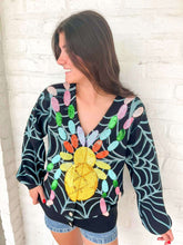 Load image into Gallery viewer, Queen Of Sparkles Black Multi Spider On Web Cardigan