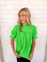 Load image into Gallery viewer, Seersucker Sweetness Green Top