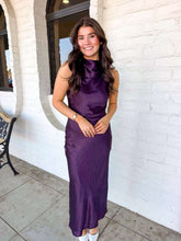 Load image into Gallery viewer, Good To Know Plum Satin Dress