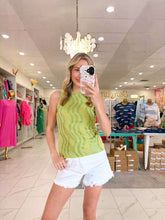 Load image into Gallery viewer, Queen Of Sparkles Green Wavy Rhinestone Tank