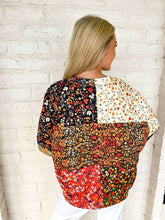 Load image into Gallery viewer, Queen Of Sparkles Color Block Floral Print Gingham Pumpkin Sweatshirt