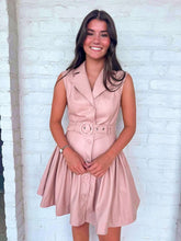 Load image into Gallery viewer, Texas Skies Blush Faux Leather Dress