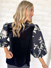 Load image into Gallery viewer, THML Velvet Hours Black Top
