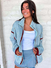 Load image into Gallery viewer, Queen Of Sparkles Light Blue Rhinestone Zip Up Fleece
