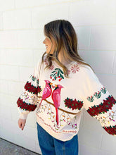 Load image into Gallery viewer, Queen Of Sparkles Beige Christmas Cardinals Under Mistletoe Sweatshirt