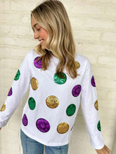 Load image into Gallery viewer, Mardi Gras Scattered Doubloon Long sleeve Top (front &amp; back)