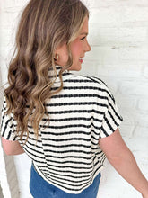 Load image into Gallery viewer, Share A Little Black Stripe Collared Top