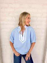 Load image into Gallery viewer, Fair Enough Light Blue Stripe Top