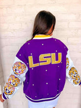 Load image into Gallery viewer, Queen Of Sparkles LSU Bomber Jacket