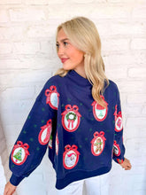 Load image into Gallery viewer, Queen Of Sparkles Navy Wallpaper Mockneck Sweatshirt