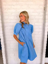 Load image into Gallery viewer, Deal With It Blue Puff Sleeve Dress