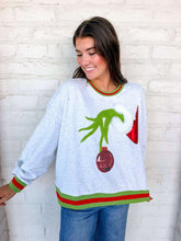 Load image into Gallery viewer, Jordan Amanda Christmas Grinch Hand &amp; Ornament Sweatshirt