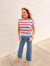 Load image into Gallery viewer, Hard Working Blue &amp; Red Stripe Top