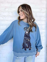 Load image into Gallery viewer, Queen Of Sparkles Dusty Blue Black Lab Sweatshirt