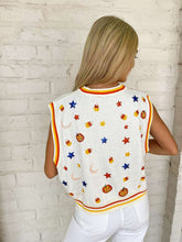 Load image into Gallery viewer, Queen Of Sparkles White Full Sequin Pumpkin Icon Vest