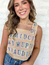 Load image into Gallery viewer, Queen Of Sparkles Yellow &amp; White NOLA Street Tiles Cotton Top