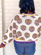 Load image into Gallery viewer, Queen Of Sparkles LSU Knit Mascot Cardigan