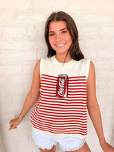 Load image into Gallery viewer, Queen Of Sparkles Licensed White &amp; Red Striped Coca Cola Knit Tank